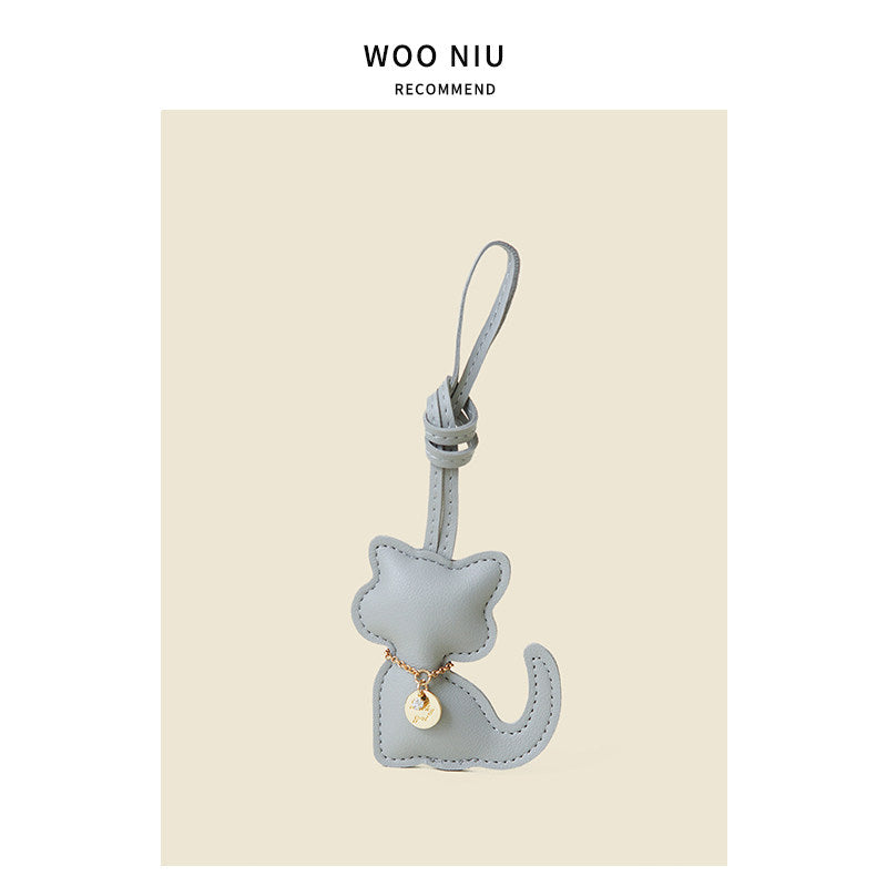 WOONIU Cute Squatting Kitten Bag Pendant Miu Keychain Pendant Is Simple And Cute, A Trendy Gift For Couples - soft keychain accessory