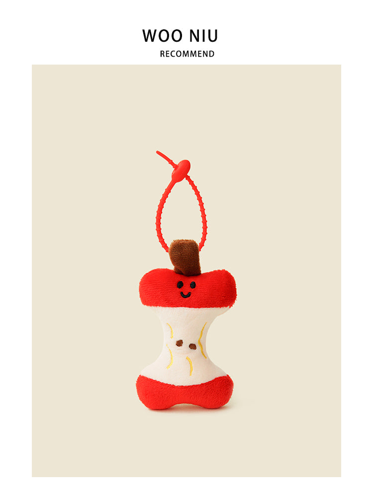 WOONIU Creative Apple Core Plush Charm - wooniu Plush Charm - cute bag charm plush keychain for backpack and purse