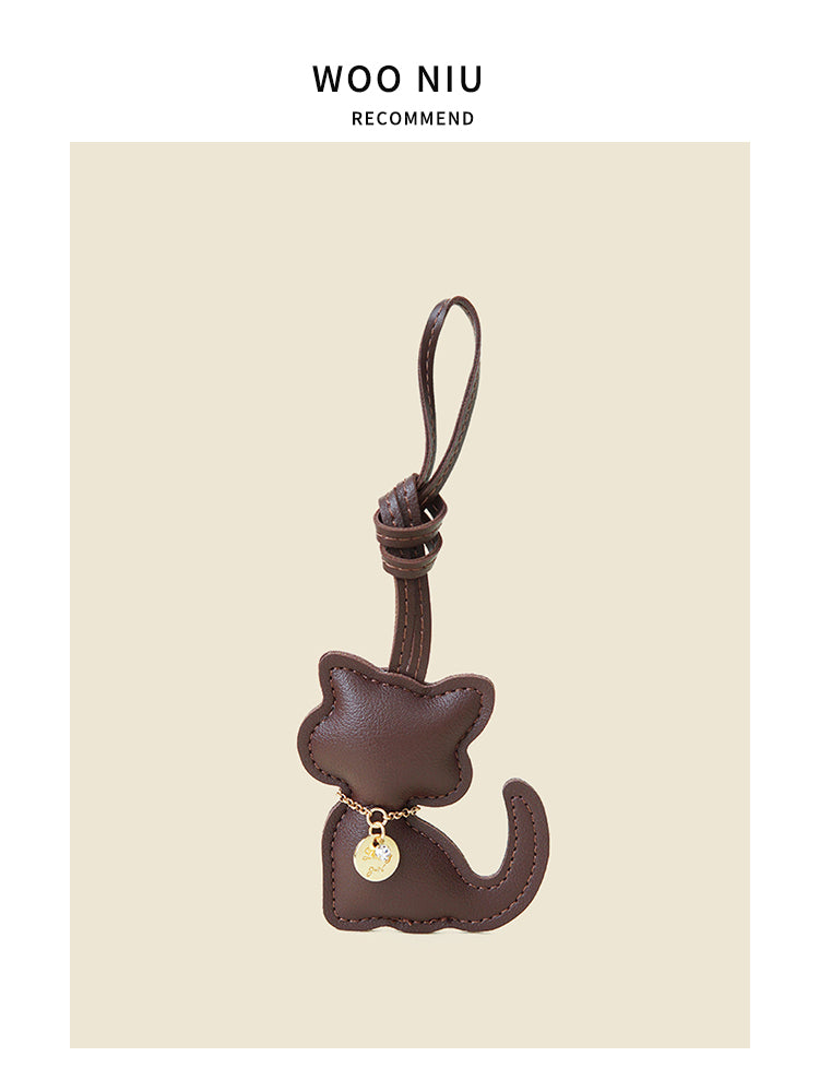 WOONIU Cute Squatting Kitten Bag Pendant Miu Keychain Pendant Is Simple And Cute, A Trendy Gift For Couples - cute plush bag charm