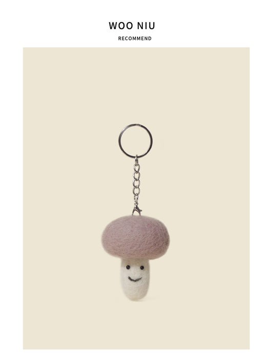 WOONIU Creative Wool Felt Mushroom Charm - cute plush bag charm