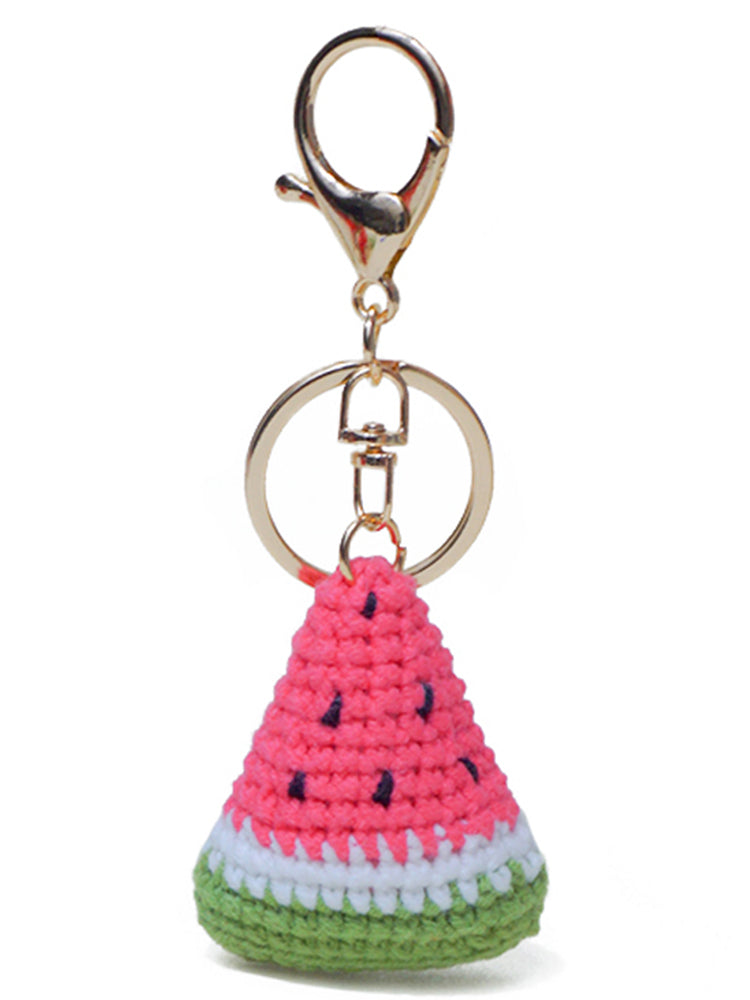 WOONIU Original Handmade Watermelon Keychain For Women, Exquisite Bag Pendant, Fruit Yarn Woven Couple's Pendant For Summer - cute plush bag charm