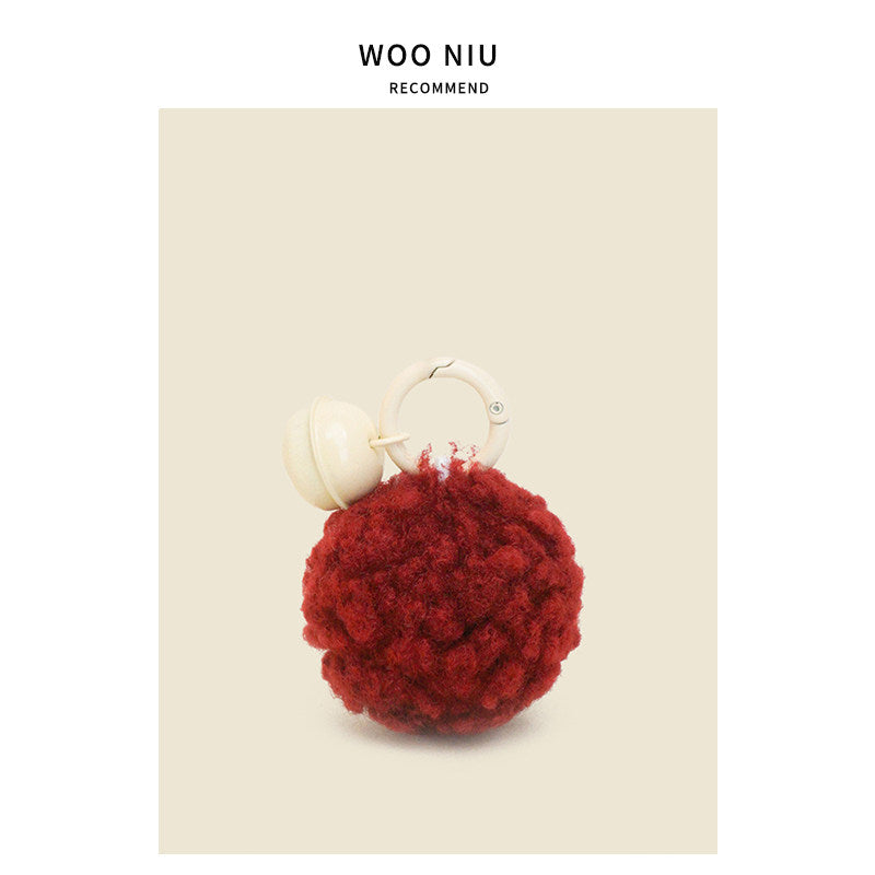 WOONIU Kawaii Pom Pom Bell Charm - wooniu Bag Charm - cute bag charm plush keychain for backpack and purse