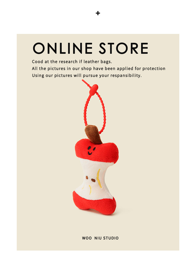 WOONIU Creative Apple Core Plush Charm - wooniu Plush Charm - cute bag charm plush keychain for backpack and purse