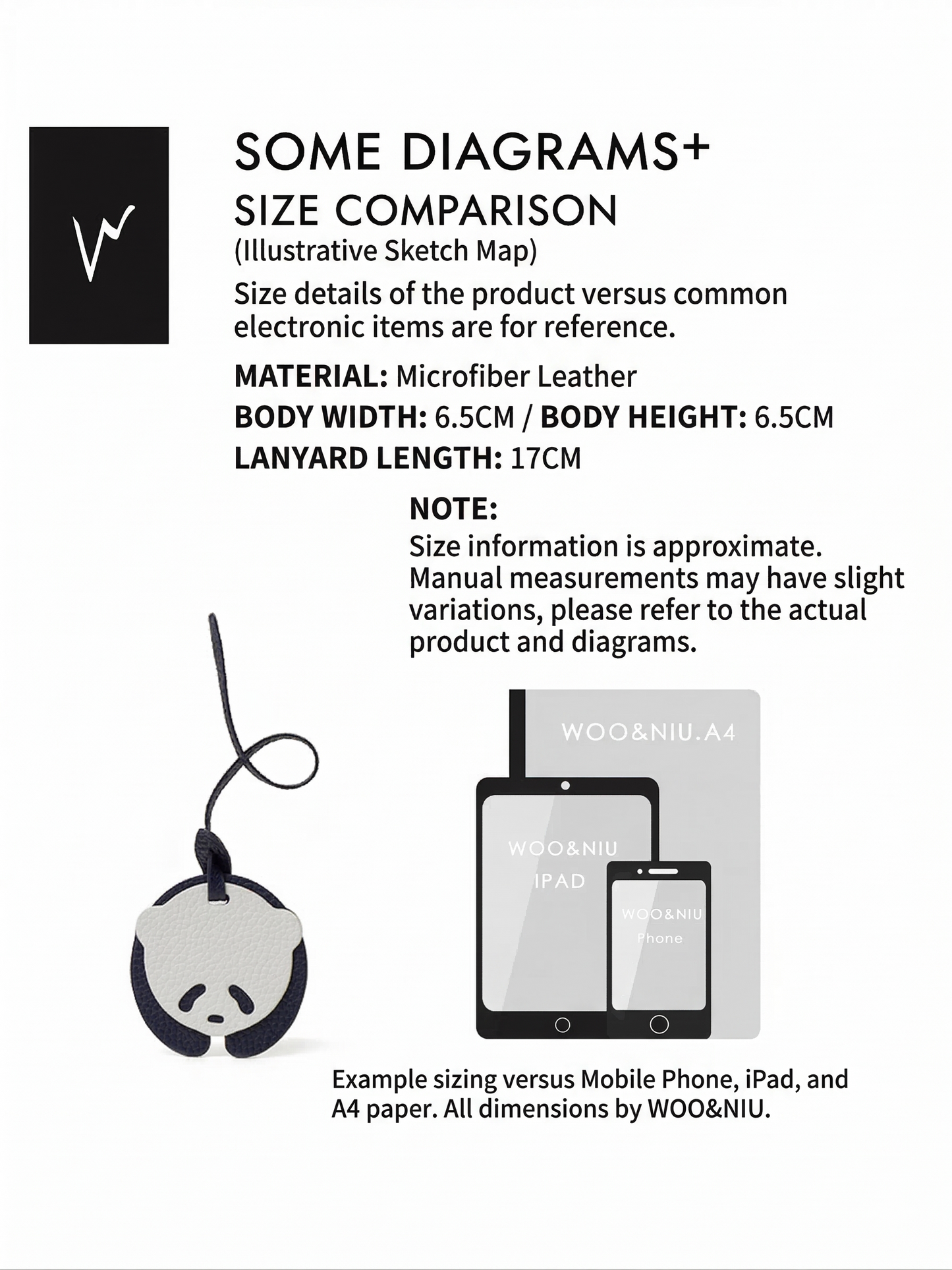 WOONIU Original Panda Bag Charm - wooniu Plush Charm - cute bag charm plush keychain for backpack and purse