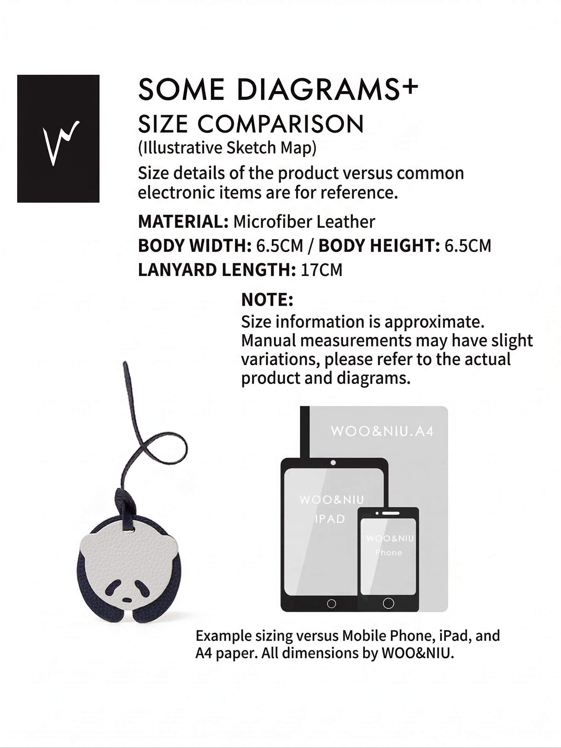 WOONIU Original Panda Bag Charm - wooniu Plush Charm - cute bag charm plush keychain for backpack and purse