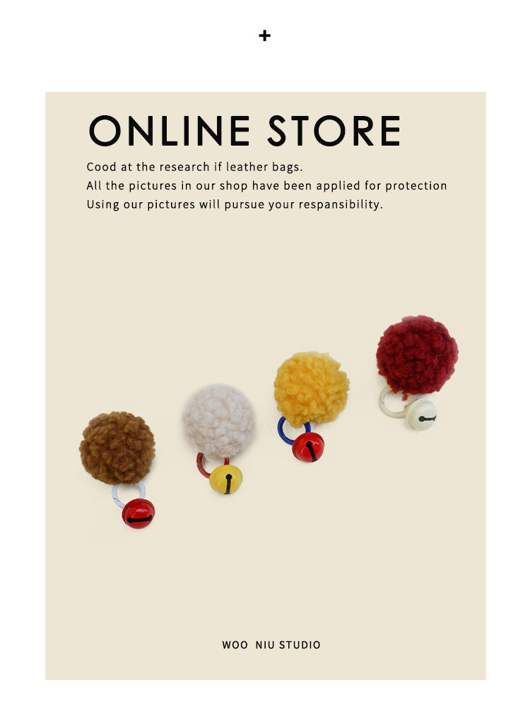 WOONIU Kawaii Pom Pom Bell Charm - wooniu Bag Charm - cute bag charm plush keychain for backpack and purse