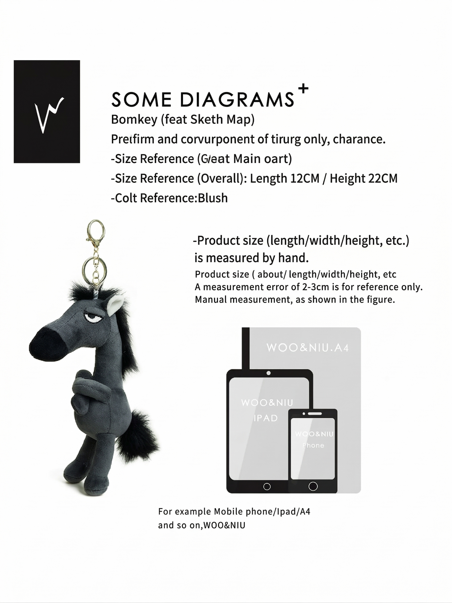 Sassy Abstract Horse Plush Charm - whimsical bag accessory