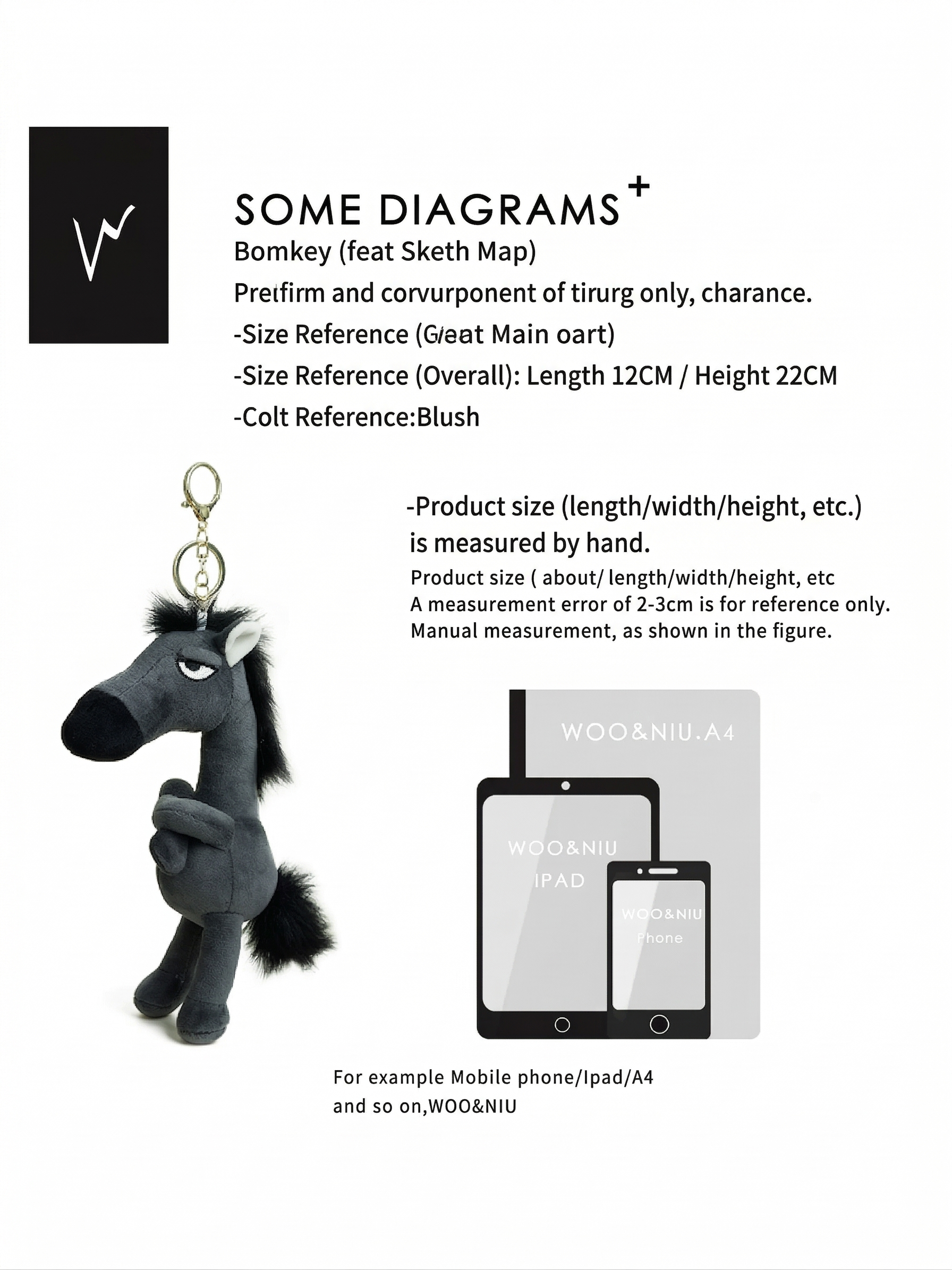 Sassy Abstract Horse Plush Charm - whimsical bag accessory