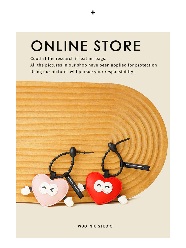 WOONIU Miu Style Puffy Heart Charm - wooniu Bag Charm - cute bag charm plush keychain for backpack and purse