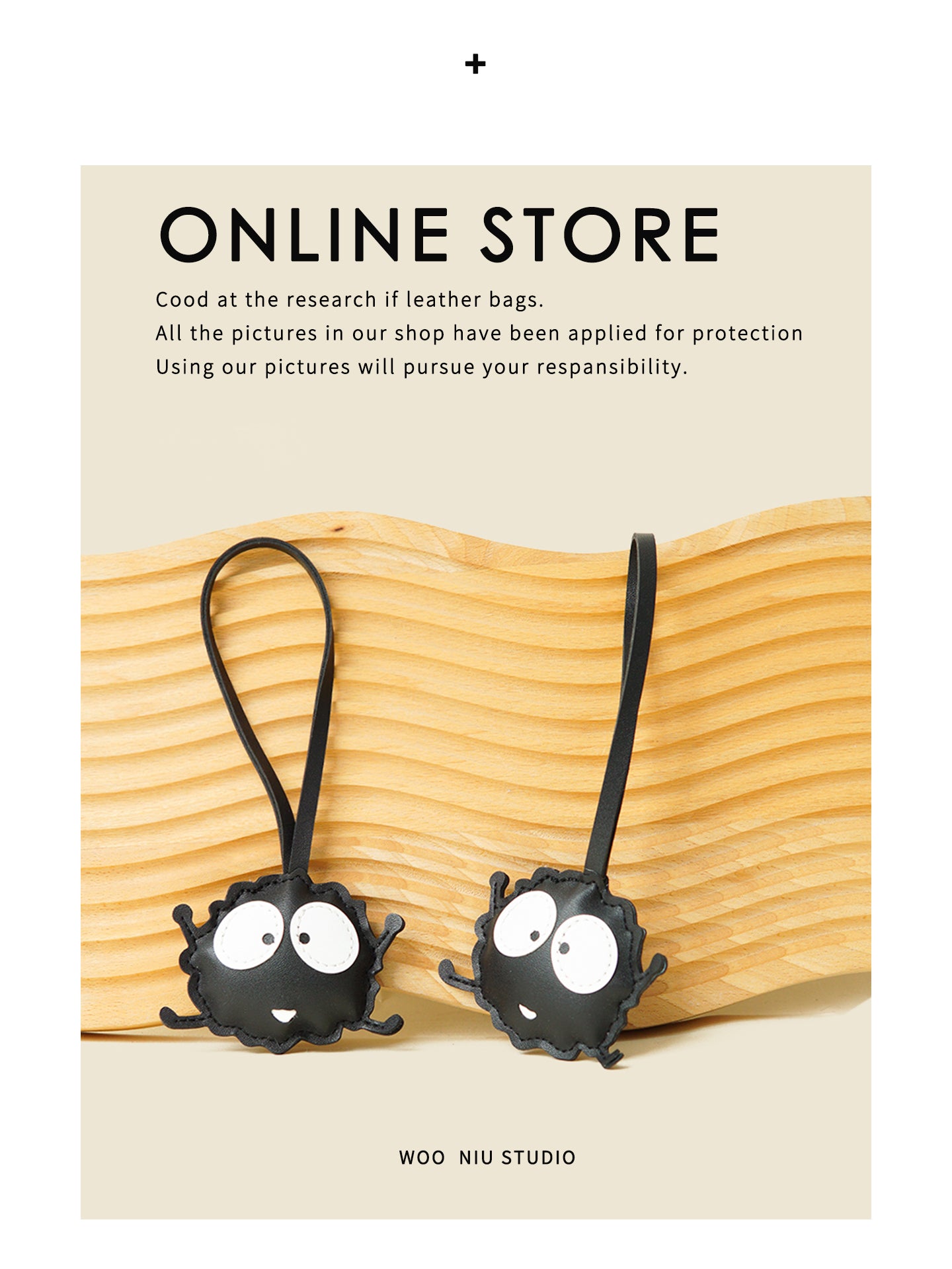 WOONIU Soot Sprite Fuzzy Plush Charm - wooniu Plush Charm - cute bag charm plush keychain for backpack and purse