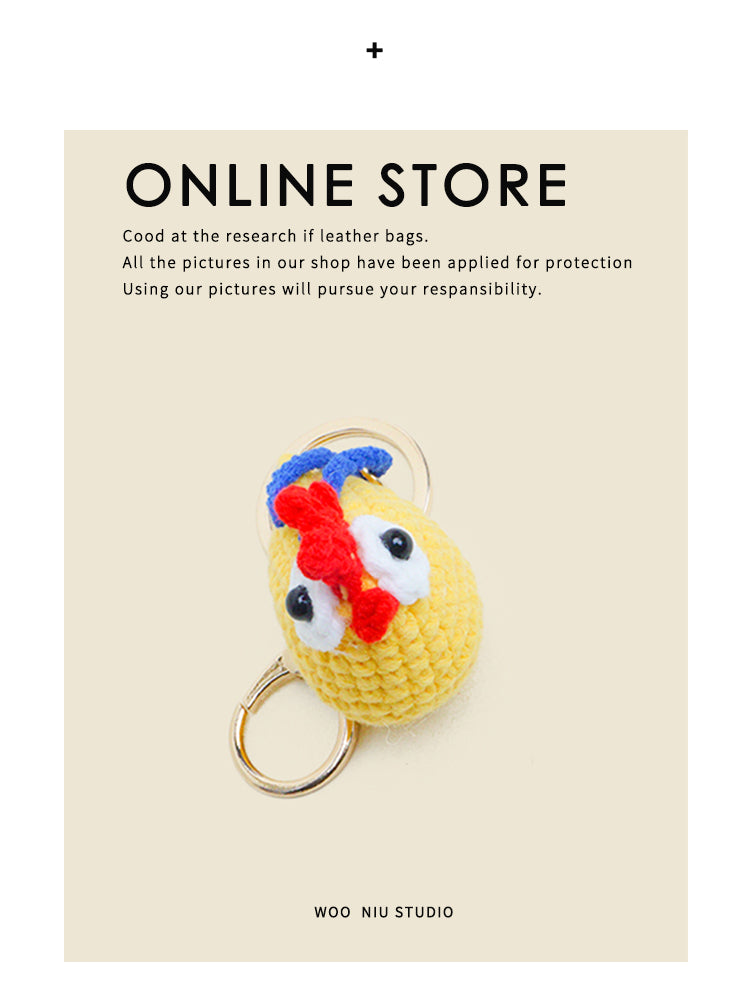 WOONIU Gugu Chicken Pendant Creative Handmade Woven Keychain For Women, Exquisite And High-end Bag Accessory For Couples - giftable hanging charm