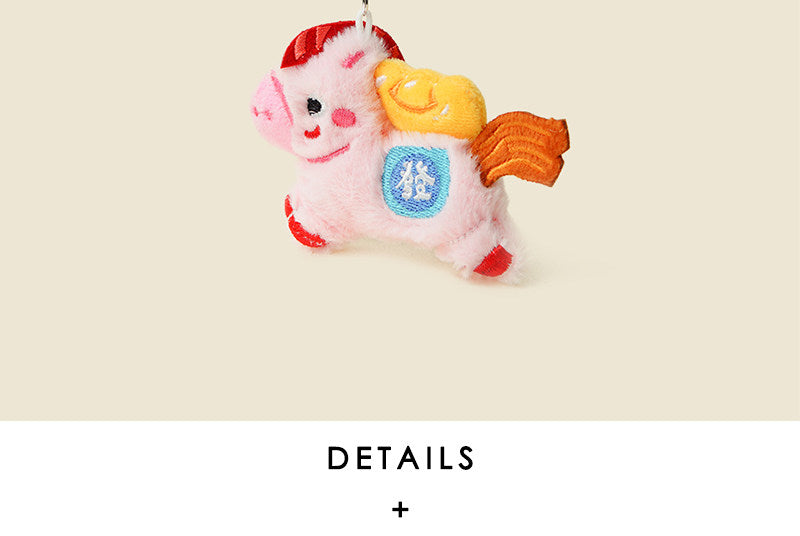 WOONIU Instantly Rich Cute Plush Bag Pendant For Girls, Zodiac Horse Doll, Backpack Decoration, Keychain - whimsical bag accessory
