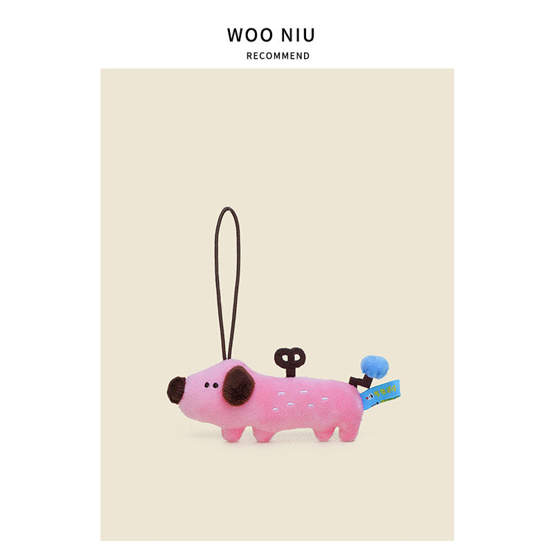 WOONIU Wind Up Dopamine Puppy Charm - wooniu Plush Charm - cute bag charm plush keychain for backpack and purse