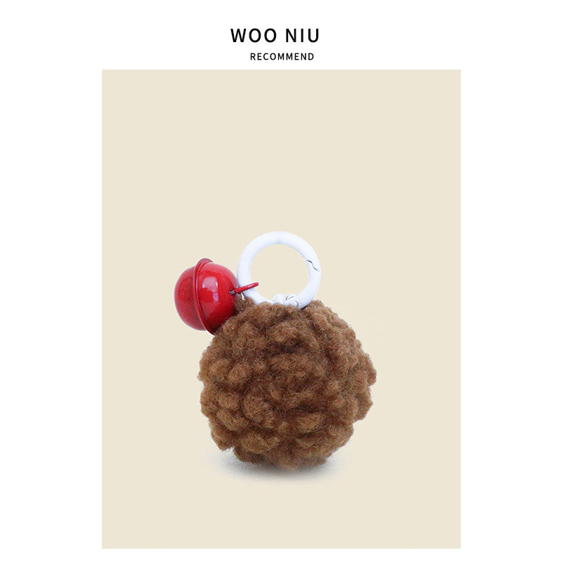 WOONIU Kawaii Pom Pom Bell Charm - wooniu Bag Charm - cute bag charm plush keychain for backpack and purse
