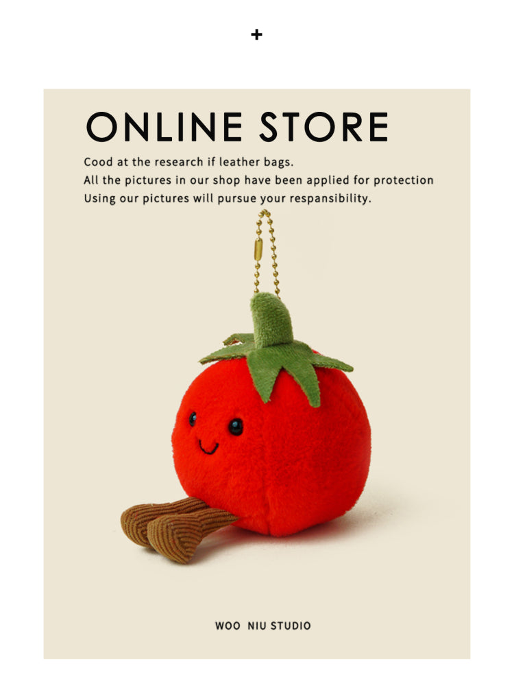 WOONIU Long Legged Tomato Plush Charm - wooniu Plush Charm - cute bag charm plush keychain for backpack and purse