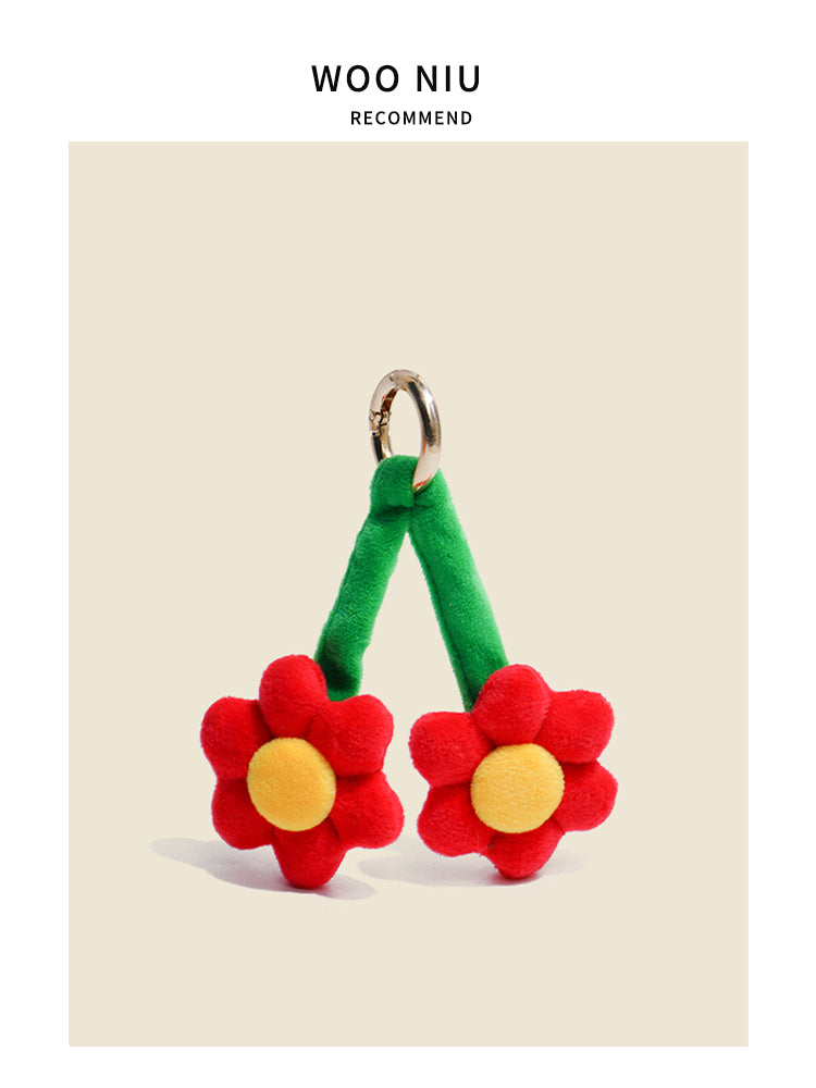 WOONIU Original Fresh Flower Plush Charm - wooniu Plush Charm - cute bag charm plush keychain for backpack and purse