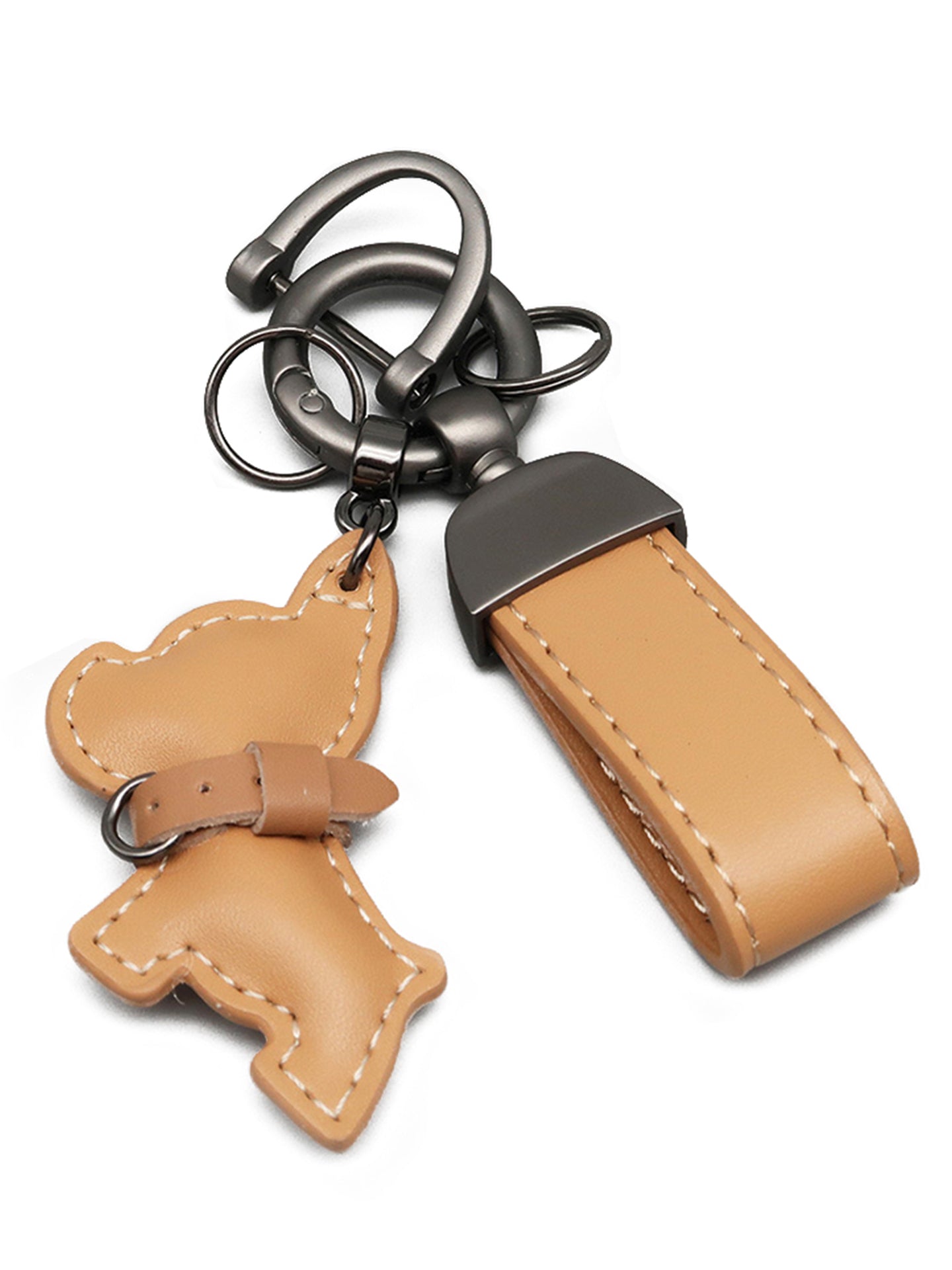 WOONIU Minimalist Leather Frenchie Charm - wooniu Leather Charm - cute bag charm plush keychain for backpack and purse