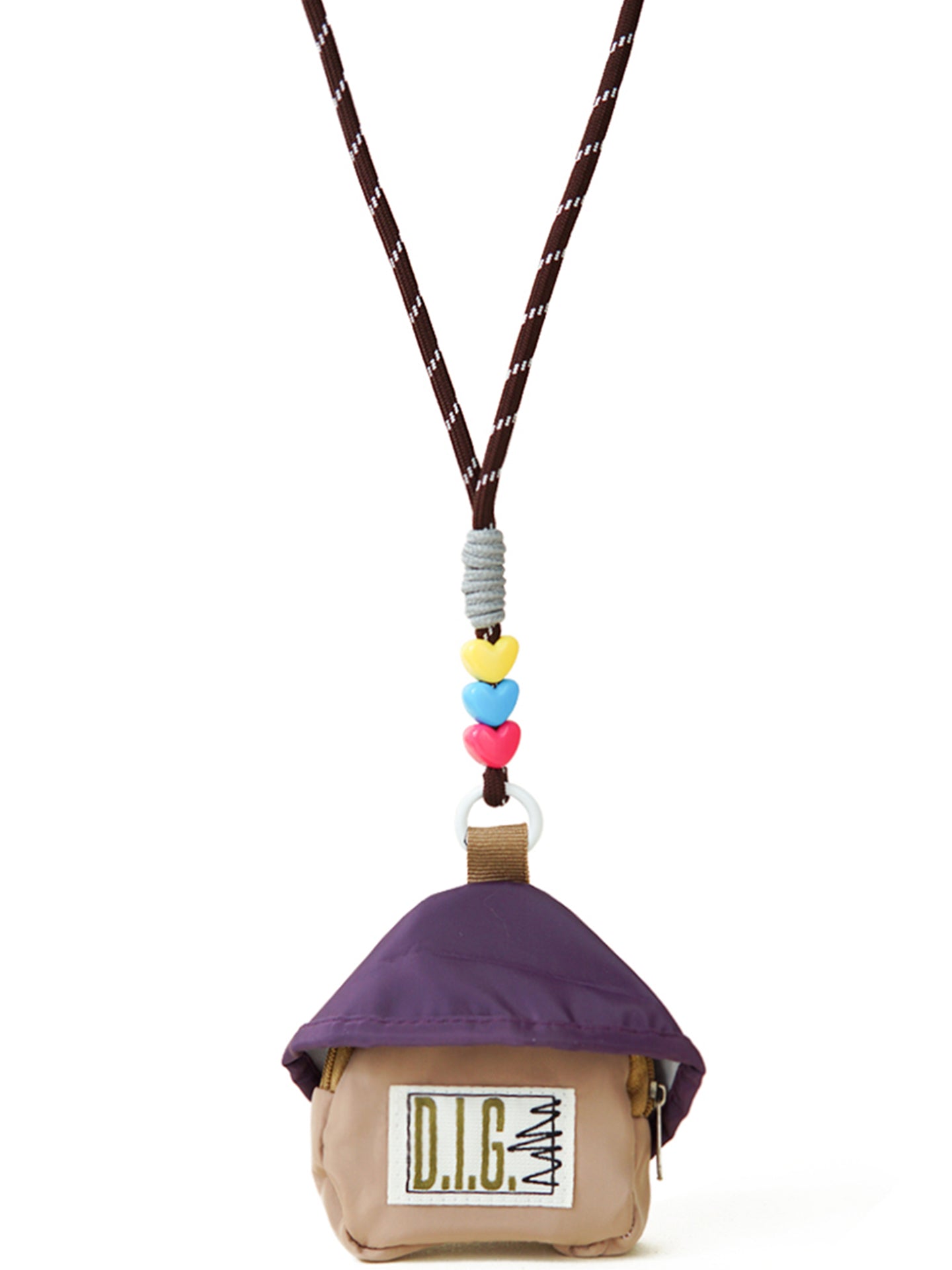 WOONIU Vintage Contrast Mini Neck Bag - wooniu Bag Charm - cute bag charm plush keychain for backpack and purse