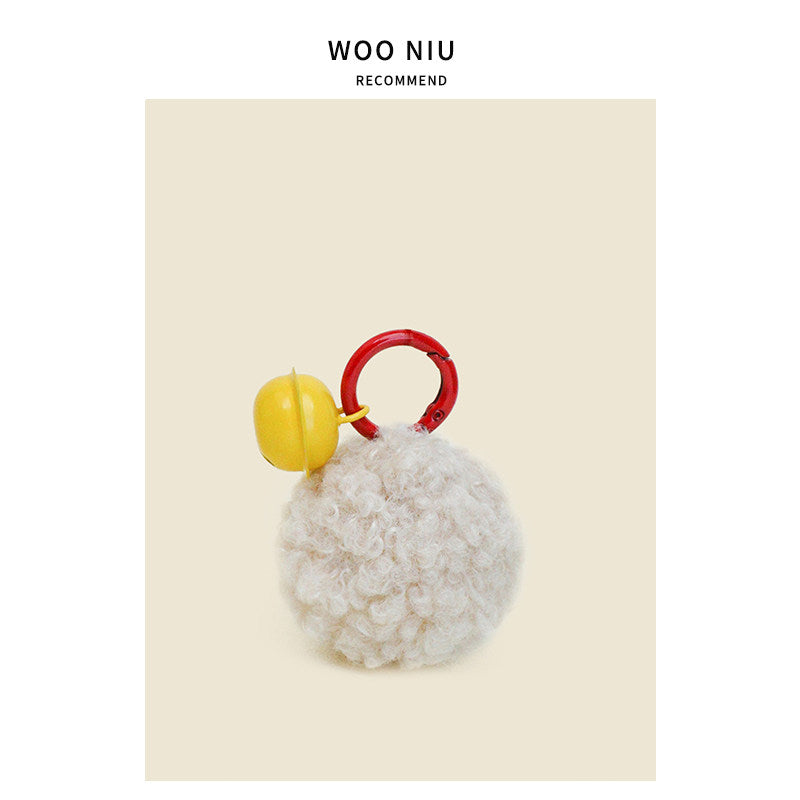 WOONIU Kawaii Pom Pom Bell Charm - wooniu Bag Charm - cute bag charm plush keychain for backpack and purse
