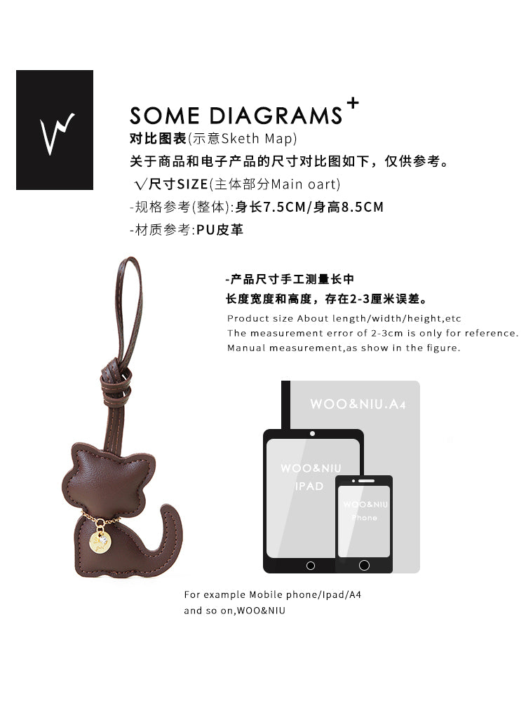 WOONIU Cute Squatting Kitten Bag Pendant Miu Keychain Pendant Is Simple And Cute, A Trendy Gift For Couples - whimsical bag accessory