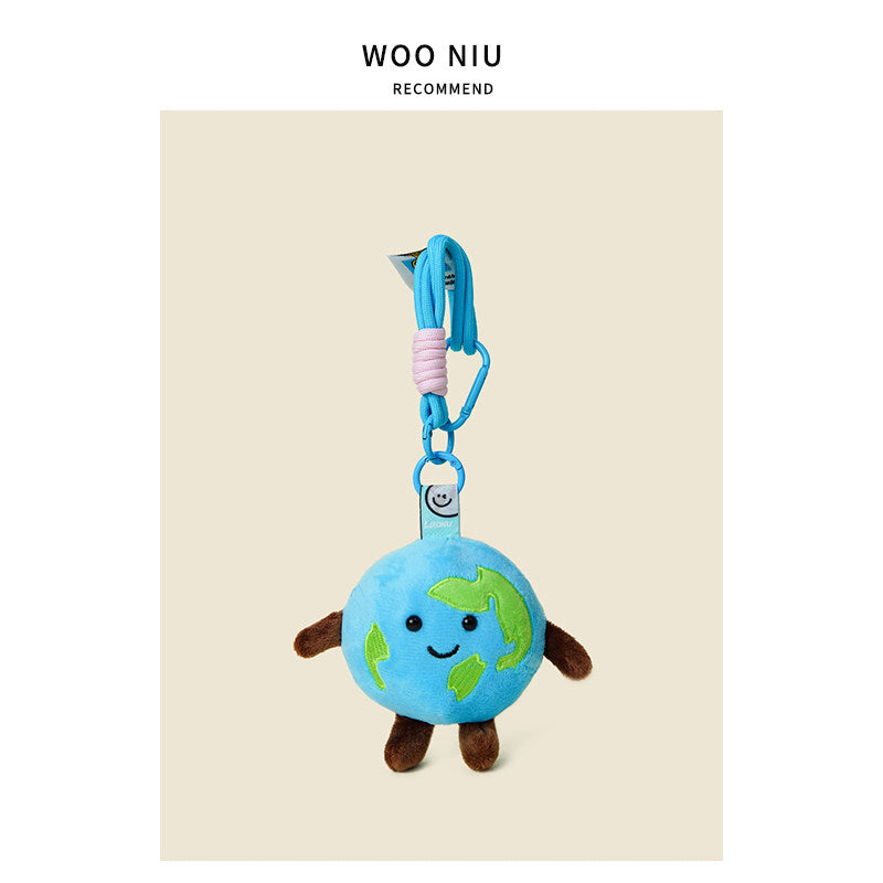 WOONIU Cute Little Earth Plush Charm - wooniu Plush Charm - cute bag charm plush keychain for backpack and purse