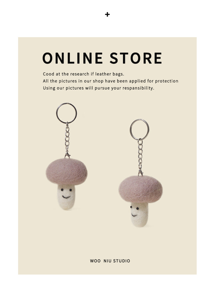 WOONIU Creative Wool Felt Mushroom Charm - soft keychain accessory