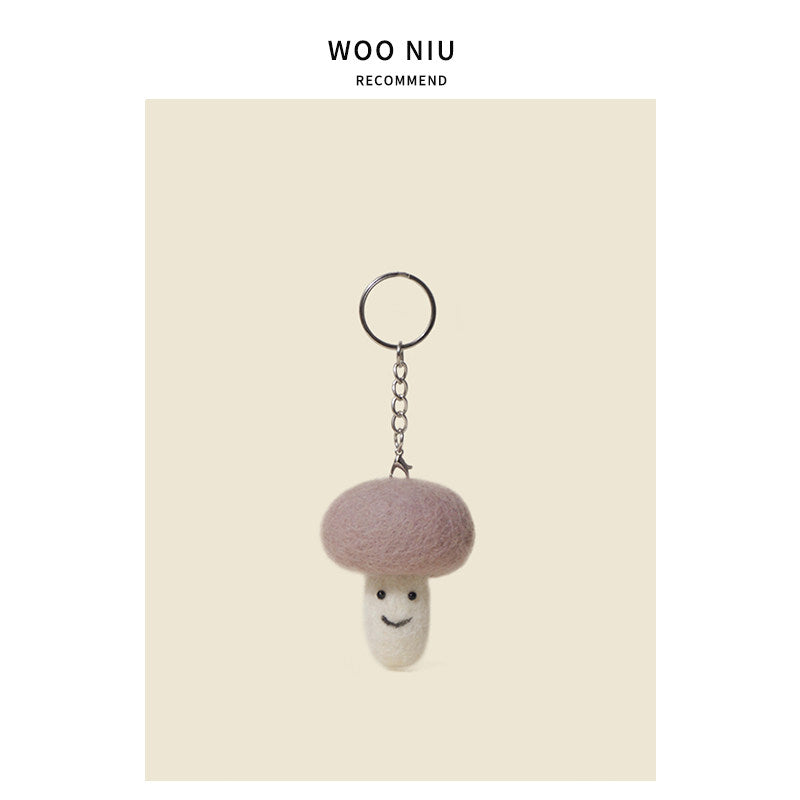 WOONIU Creative Wool Felt Mushroom Charm - soft keychain accessory