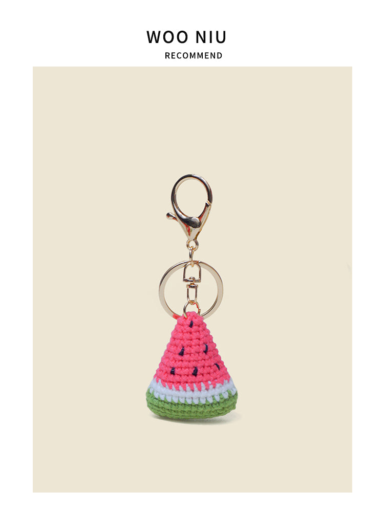 WOONIU Original Handmade Watermelon Keychain For Women, Exquisite Bag Pendant, Fruit Yarn Woven Couple's Pendant For Summer - cute plush bag charm