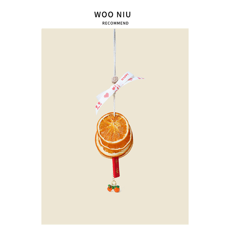 Minimalist ribbon hanging charm with preserved citrus peel