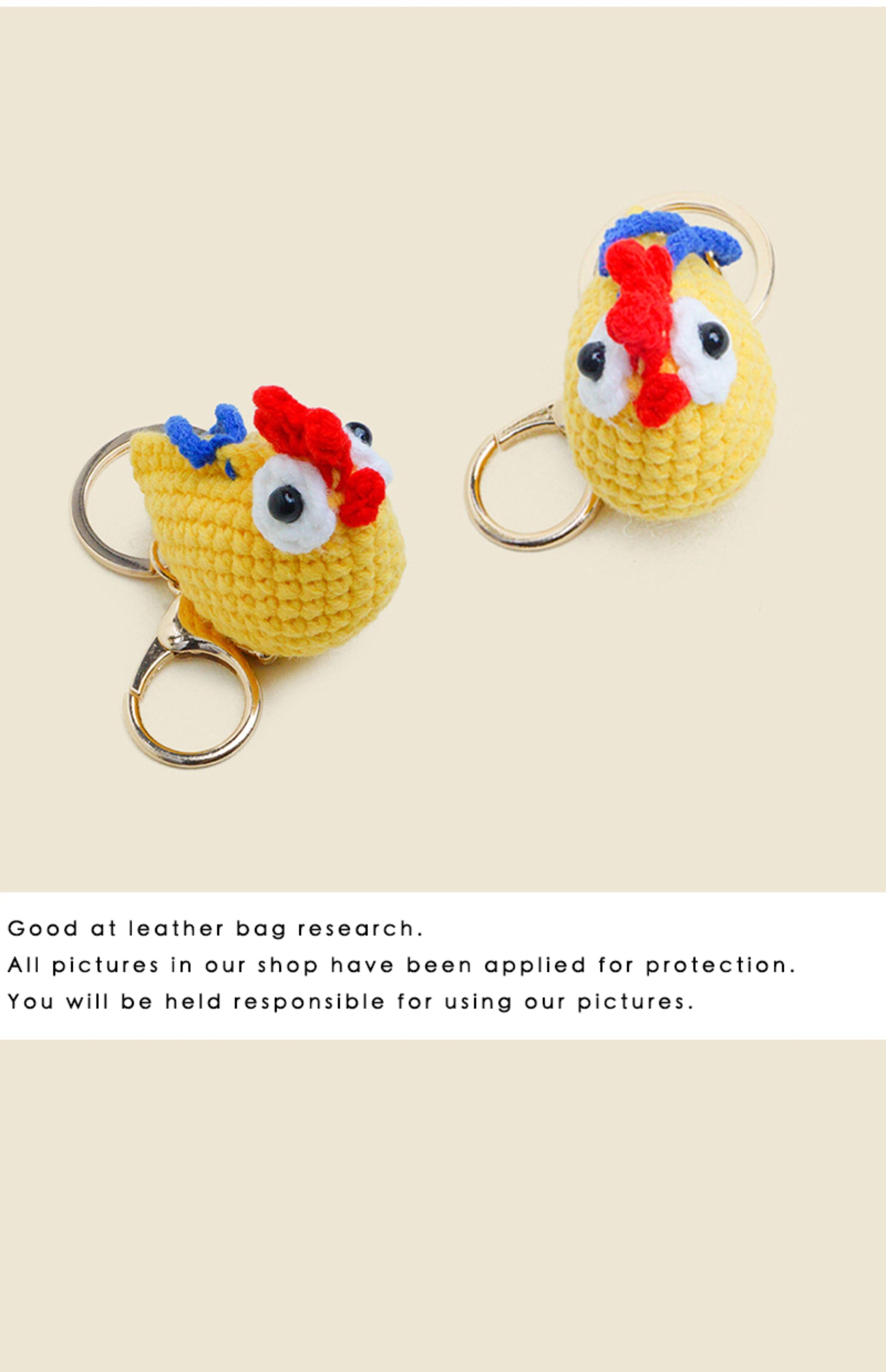 WOONIU Gugu Chicken Pendant Creative Handmade Woven Keychain For Women, Exquisite And High-end Bag Accessory For Couples - cute plush bag charm