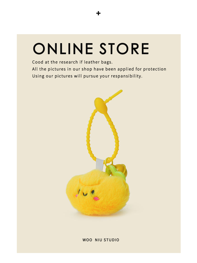 WOONIU Wealth From All Directions Plush Coin Pendant Bag Ornament Cute Bell Fortune Keychain Backpack Decoration - giftable hanging charm