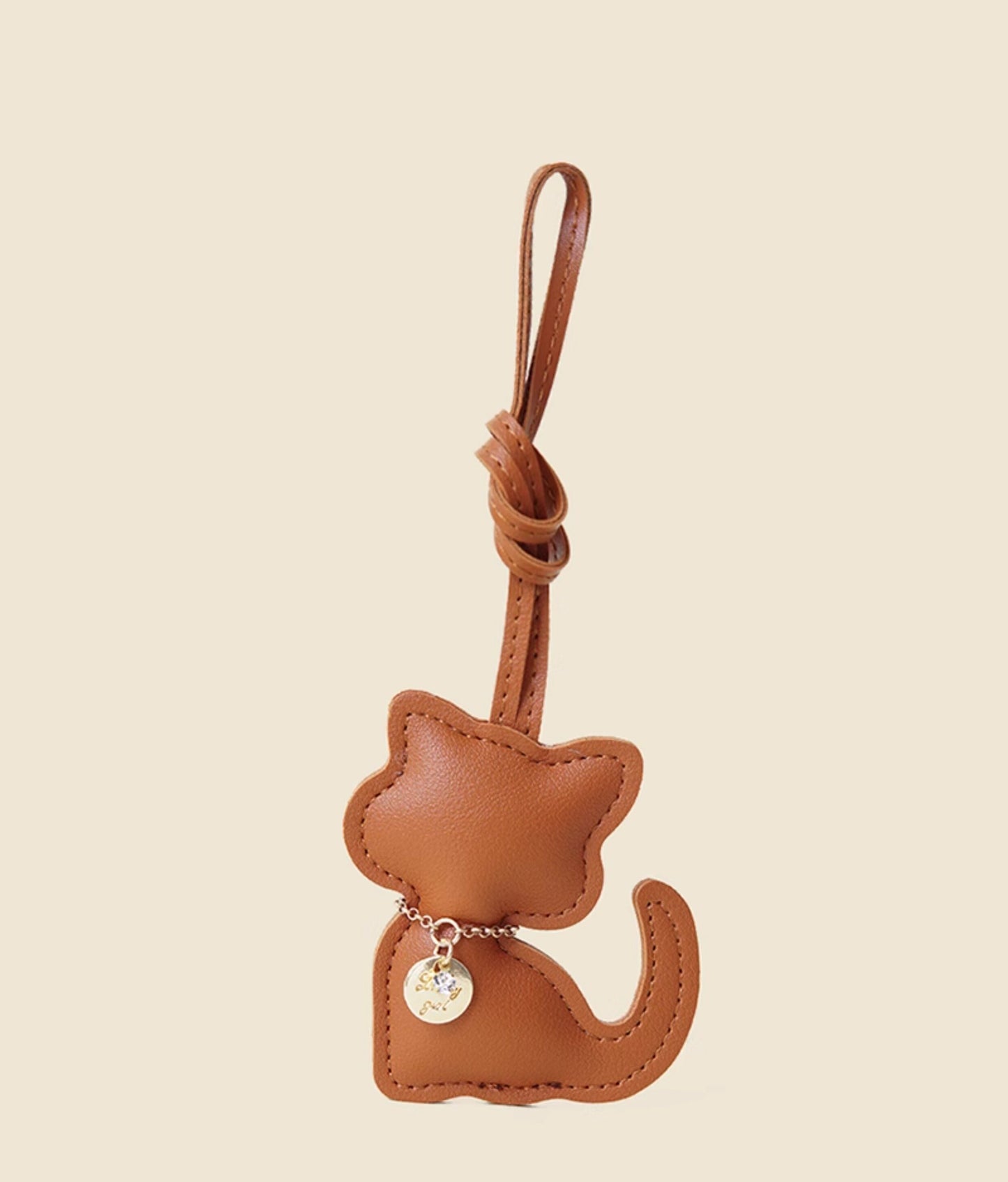 WOONIU Cute Squatting Kitten Bag Pendant Miu Keychain Pendant Is Simple And Cute, A Trendy Gift For Couples - soft keychain accessory