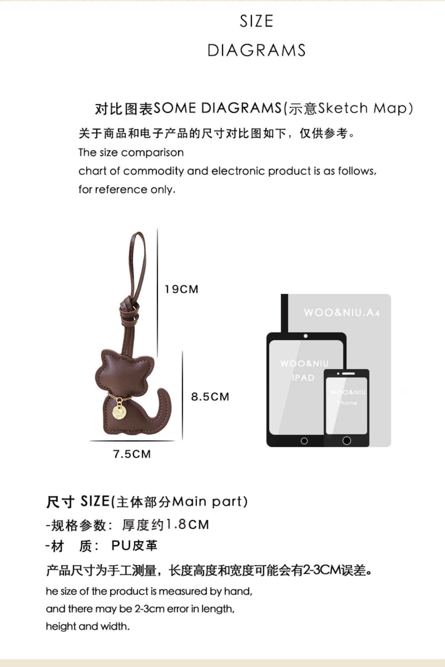 WOONIU Cute Squatting Kitten Bag Pendant Miu Keychain Pendant Is Simple And Cute, A Trendy Gift For Couples - whimsical bag accessory