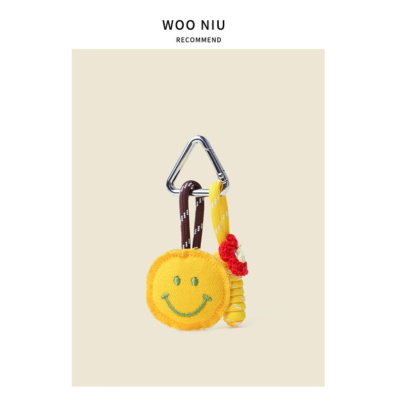 WOONIU Puffy Smiley Face Fabric Charm - wooniu Fabric Charm - cute bag charm plush keychain for backpack and purse
