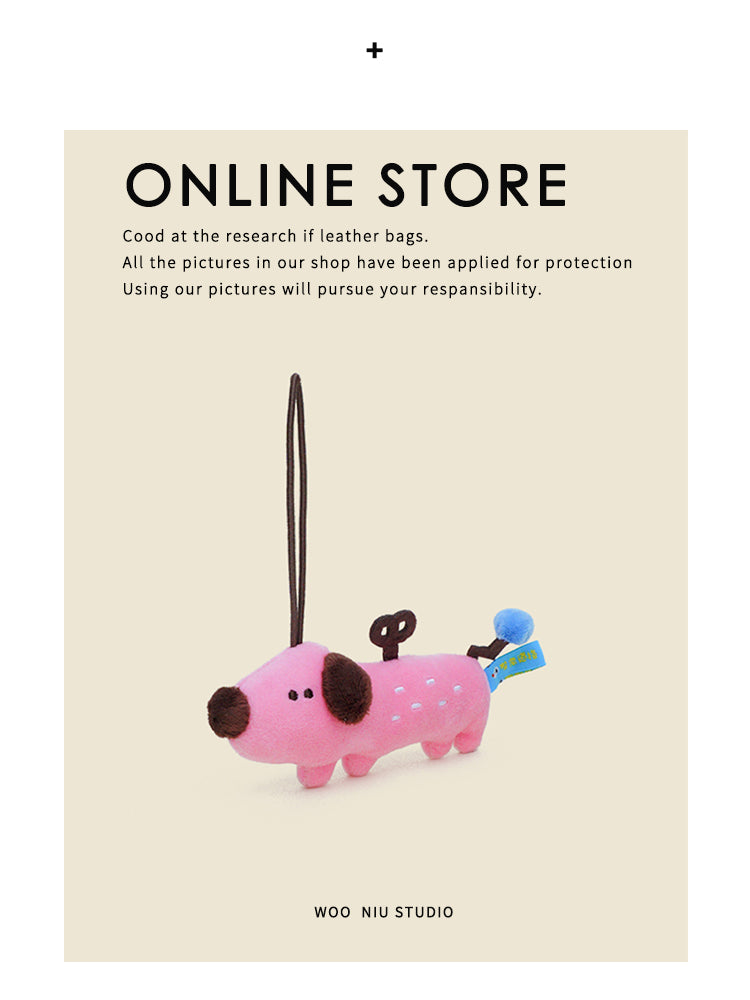WOONIU Wind Up Dopamine Puppy Charm - wooniu Plush Charm - cute bag charm plush keychain for backpack and purse