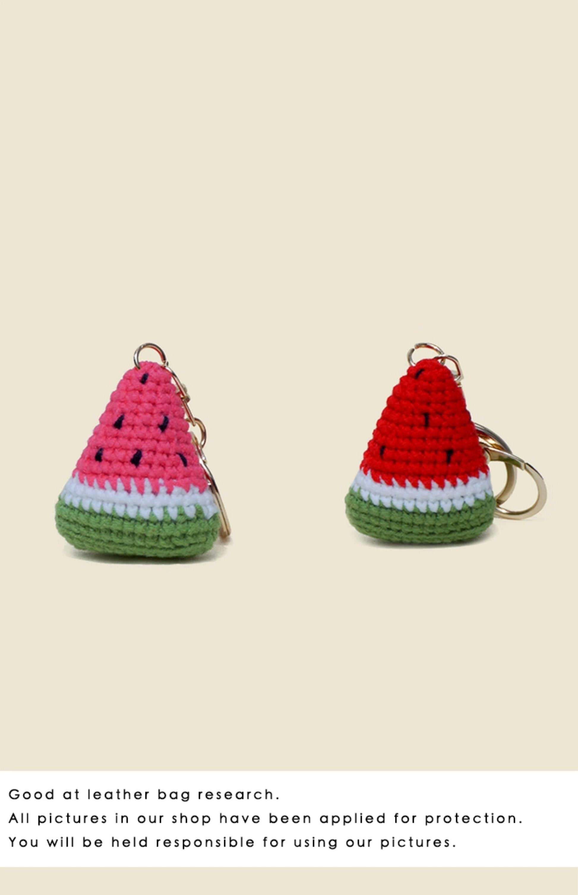 WOONIU Original Handmade Watermelon Keychain For Women, Exquisite Bag Pendant, Fruit Yarn Woven Couple's Pendant For Summer - soft keychain accessory