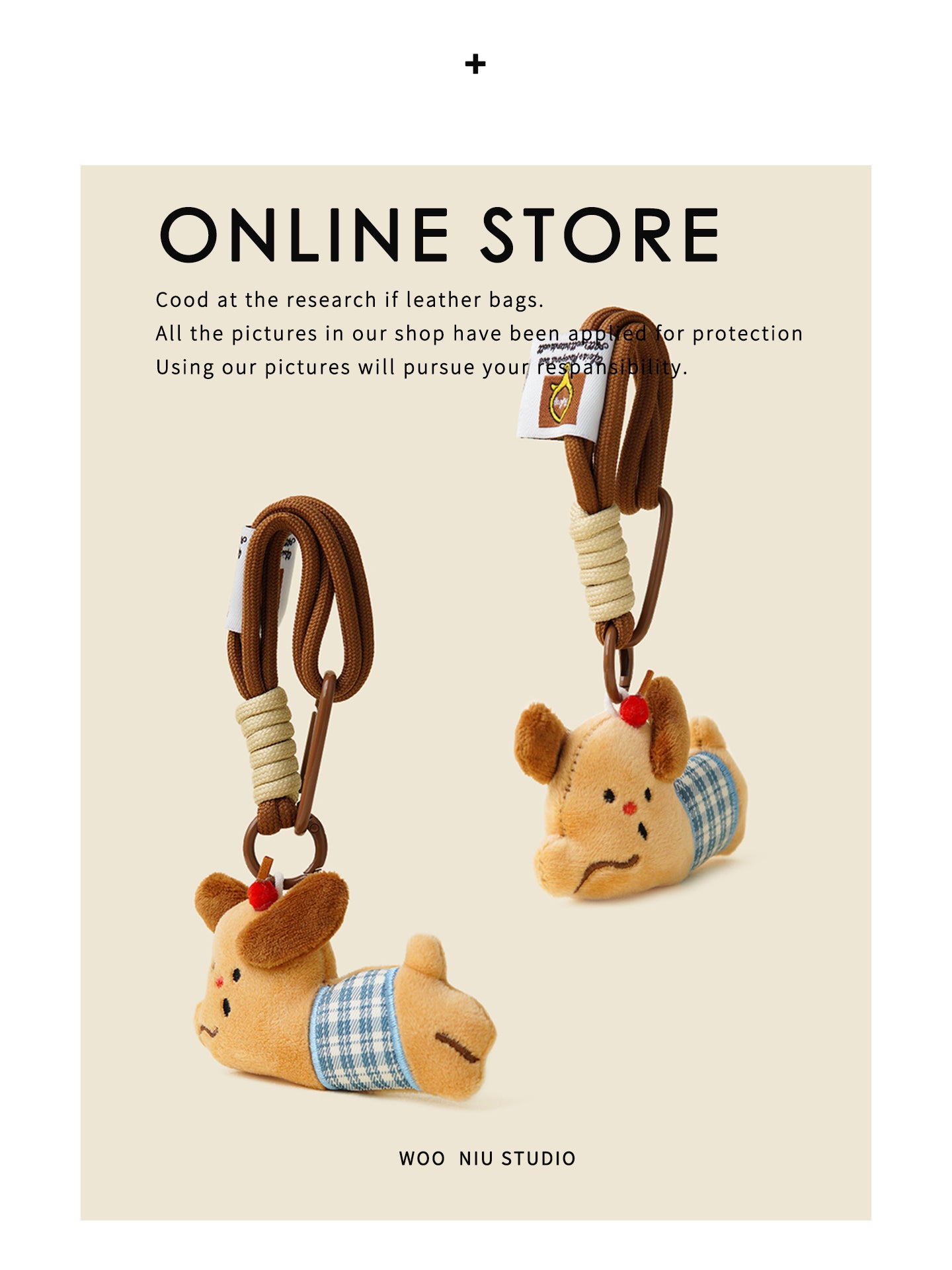 WOONIU Creative Cartoon Puppy Plush Charm - soft keychain accessory