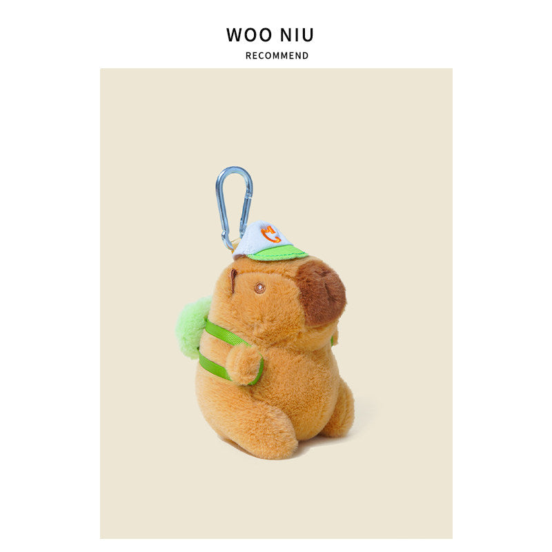 WOONIU Cute Plush Capybara Internet-famous Water Hamster Plush Toy Keychain Doll Backpack Couple Bag Pendant - whimsical bag accessory