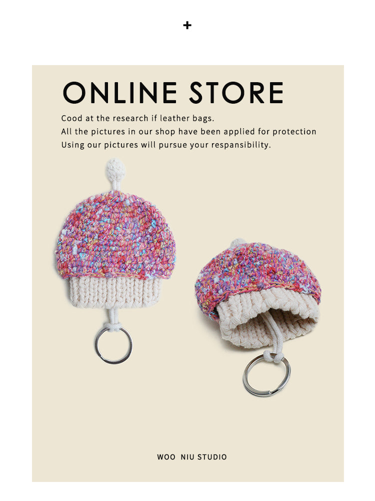 WOONIU Crochet Protective Key Case - wooniu Bag Charm - cute bag charm plush keychain for backpack and purse
