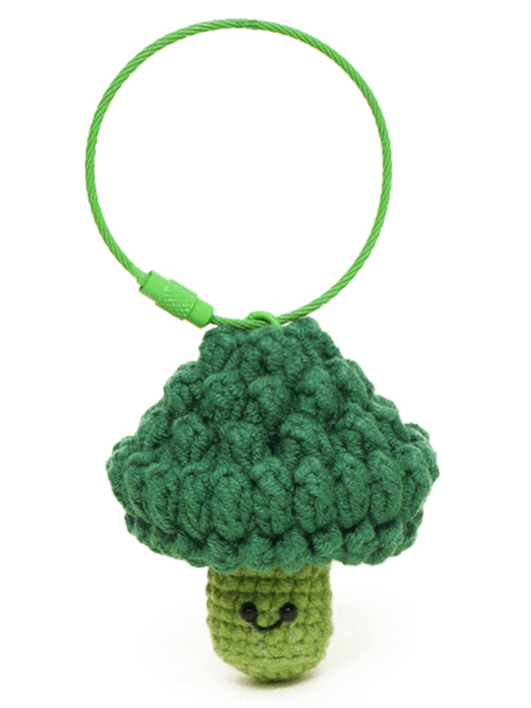 WOONIU Handwoven Broccoli Charm - wooniu Plush Charm - cute bag charm plush keychain for backpack and purse