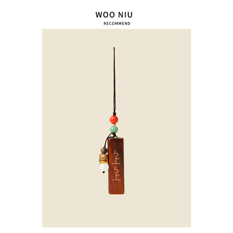 WOONIU Zen Sandalwood Good Luck Charm - wooniu Wood Charm - cute bag charm plush keychain for backpack and purse