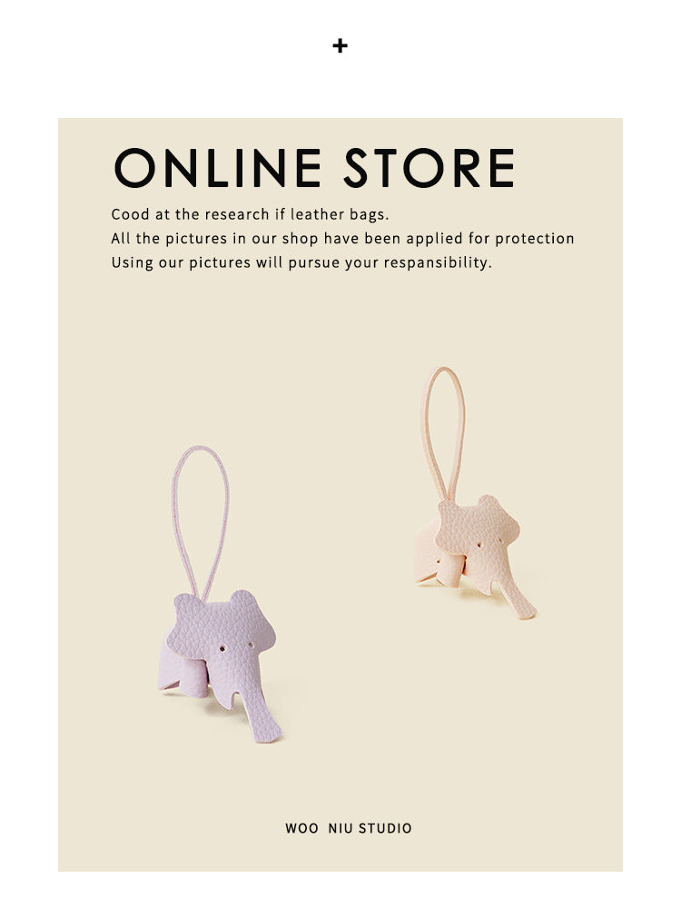 WOONIU Creative Leather Elephant Mini Charm - soft keychain accessory