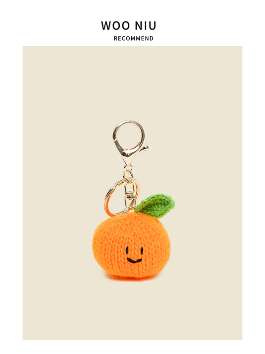 WOONIU Handmade Crochet Lucky Orange Charm - cute plush bag charm