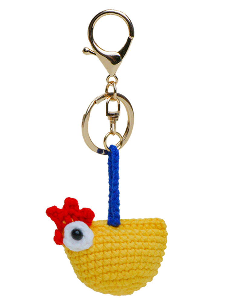 WOONIU Gugu Chicken Pendant Creative Handmade Woven Keychain For Women, Exquisite And High-end Bag Accessory For Couples - cute plush bag charm