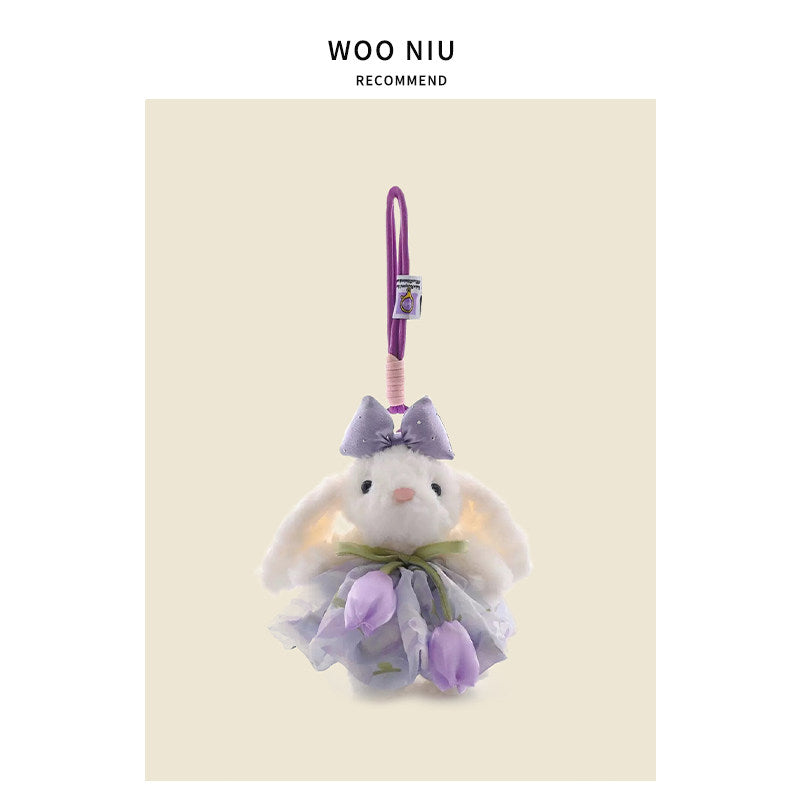 WOONIU Tulle Skirt Tulip Long Eared - wooniu Plush Charm - cute bag charm plush keychain for backpack and purse