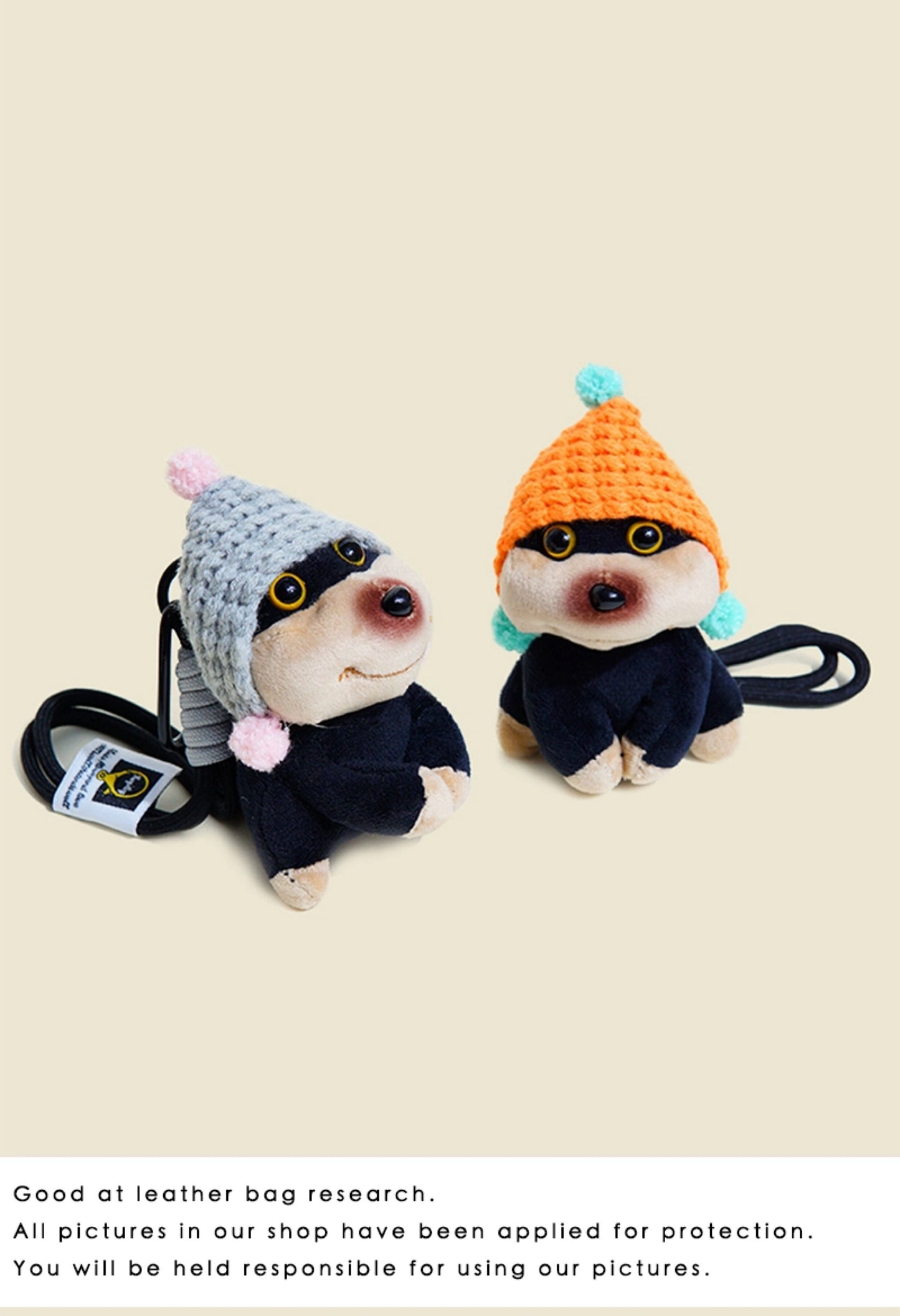 WOONIU Original Bee Puppy Bag Pendant For Women, Plush Toy Keychain, Backpack And Schoolbag Decoration, Small Doll - soft keychain accessory