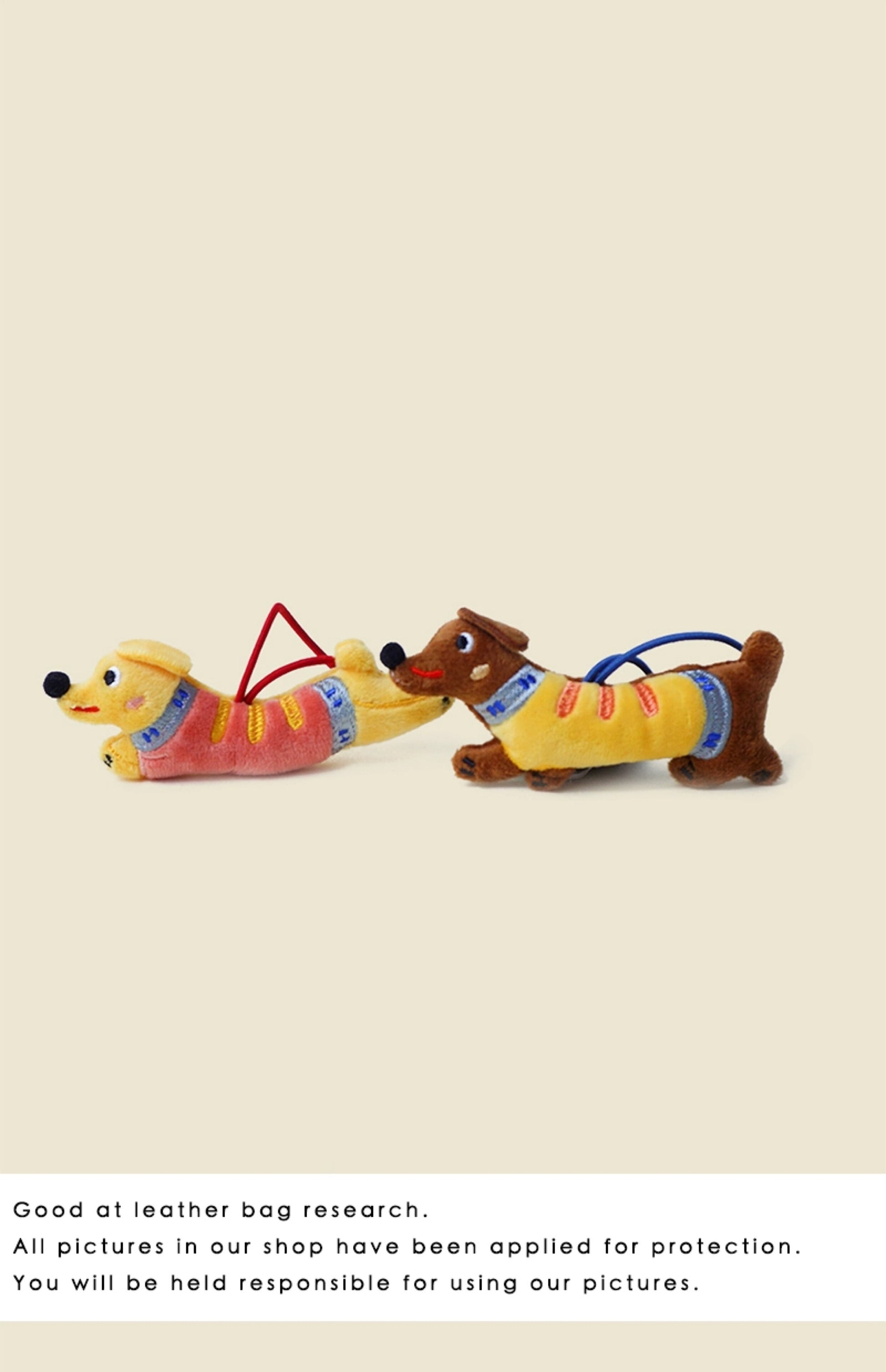 WOONIU Dachshund Puppy Plush Toy Bag Pendant Handmade Cartoon High-end Keychain Couple's Decoration2024New - giftable hanging charm