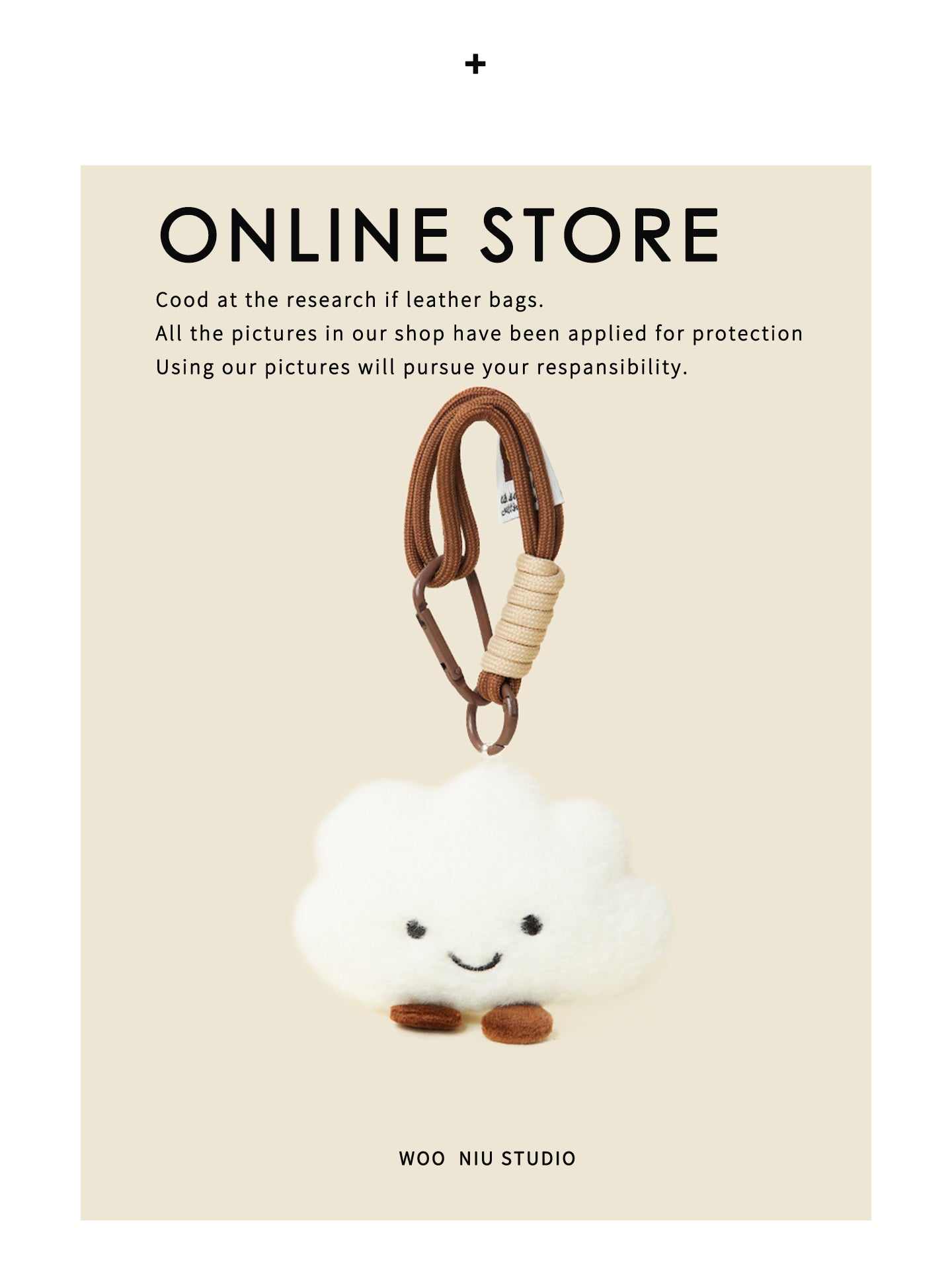 WOONIU Ultra Fluffy Little Cloud Charm - wooniu Plush Charm - cute bag charm plush keychain for backpack and purse