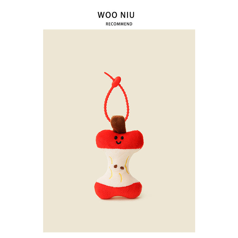 WOONIU Creative Apple Core Plush Charm - wooniu Plush Charm - cute bag charm plush keychain for backpack and purse