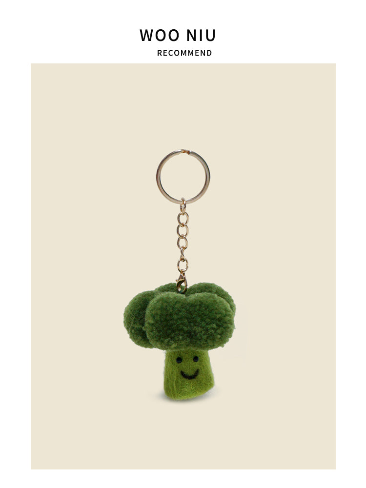 WOONIU Creative Broccoli Charm, Fresh Green Niche Doll Keychain For Women, Exquisite And High End Bag Accessory, Trendy - cute plush bag charm